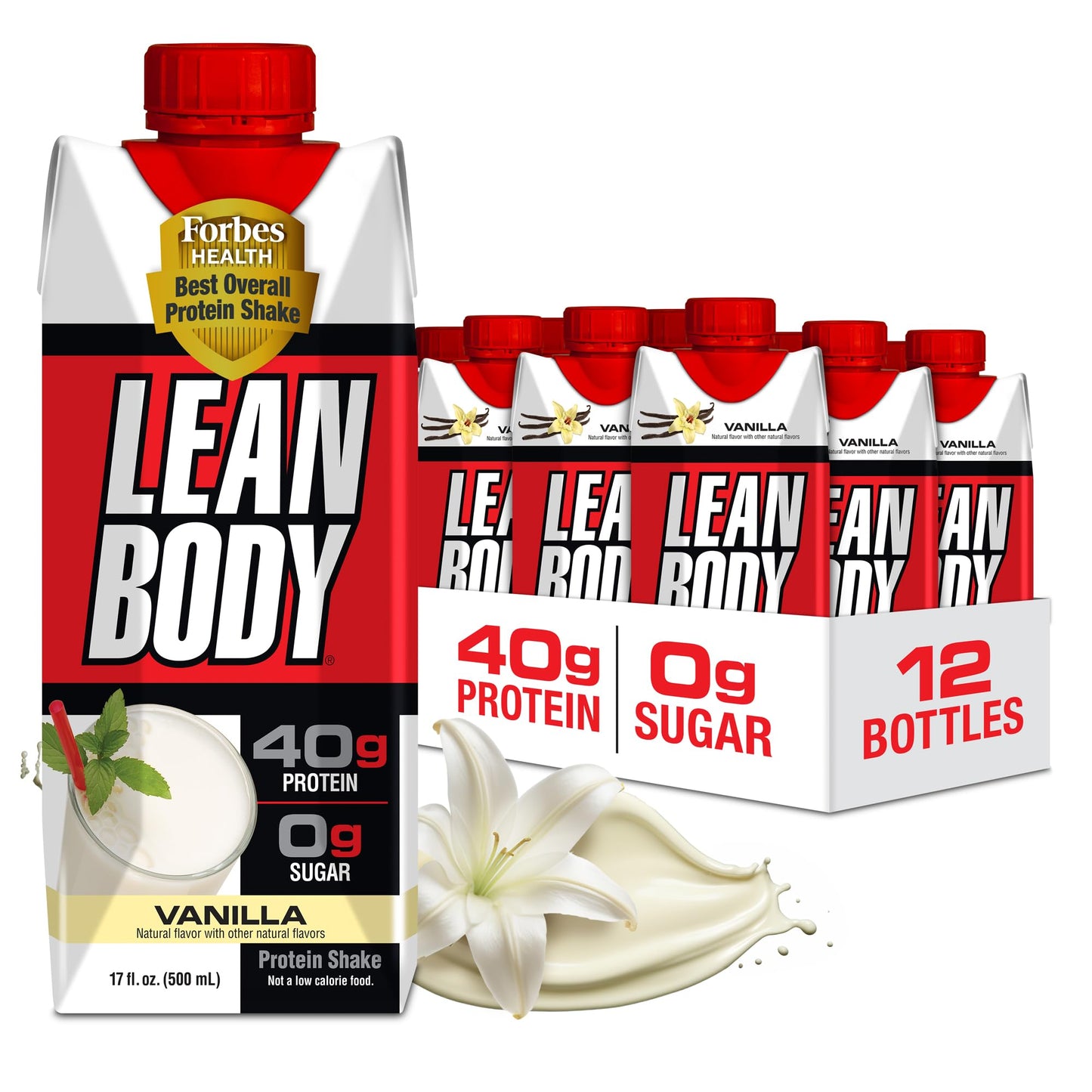 LABRADA Lean Body Ready-to-Drink Orange Creamsicle Protein Shake, 40g Protein, Whey Blend, 0 Sugar, Gluten Free, 22 Vitamins & Minerals, 17 Fl Oz (Pack of 12)