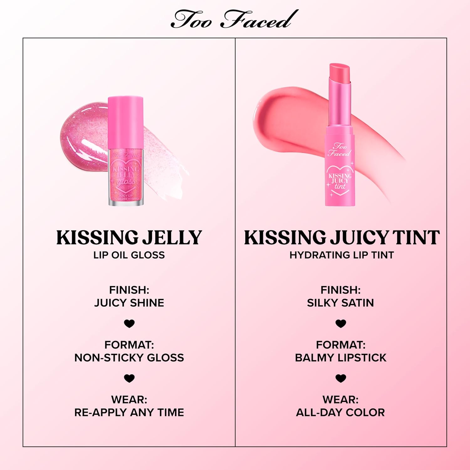 Too Faced Kissing Jelly Lip Oil Gloss | Hydrating Lip Oil + Gloss Hybrid for Instant Moisture and Shine