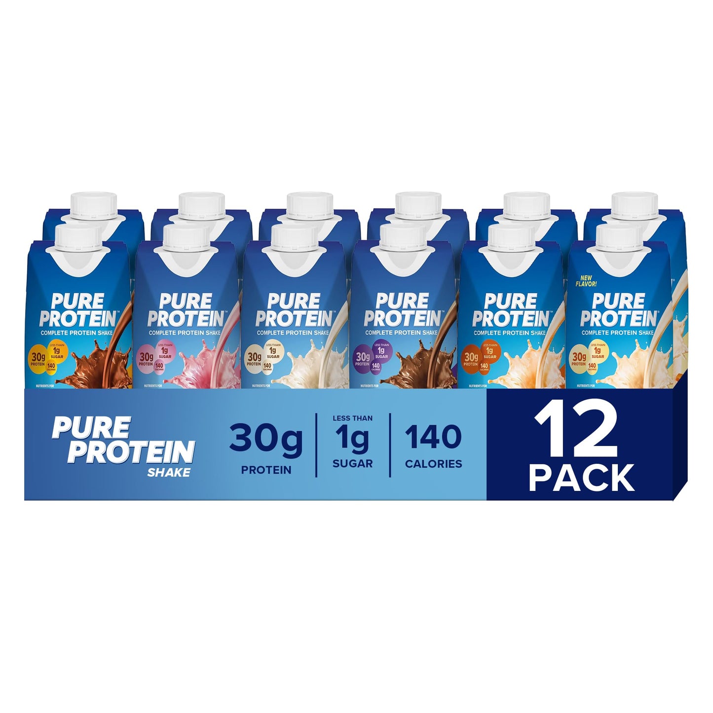 Pure Protein Vanilla Protein Shake, 30g Complete Protein, Vitamins A, C, D, and E plus Zinc to Support Immune Health, Ready to Drink and Keto-Friendly, 11oz Bottles, 12 Pack
