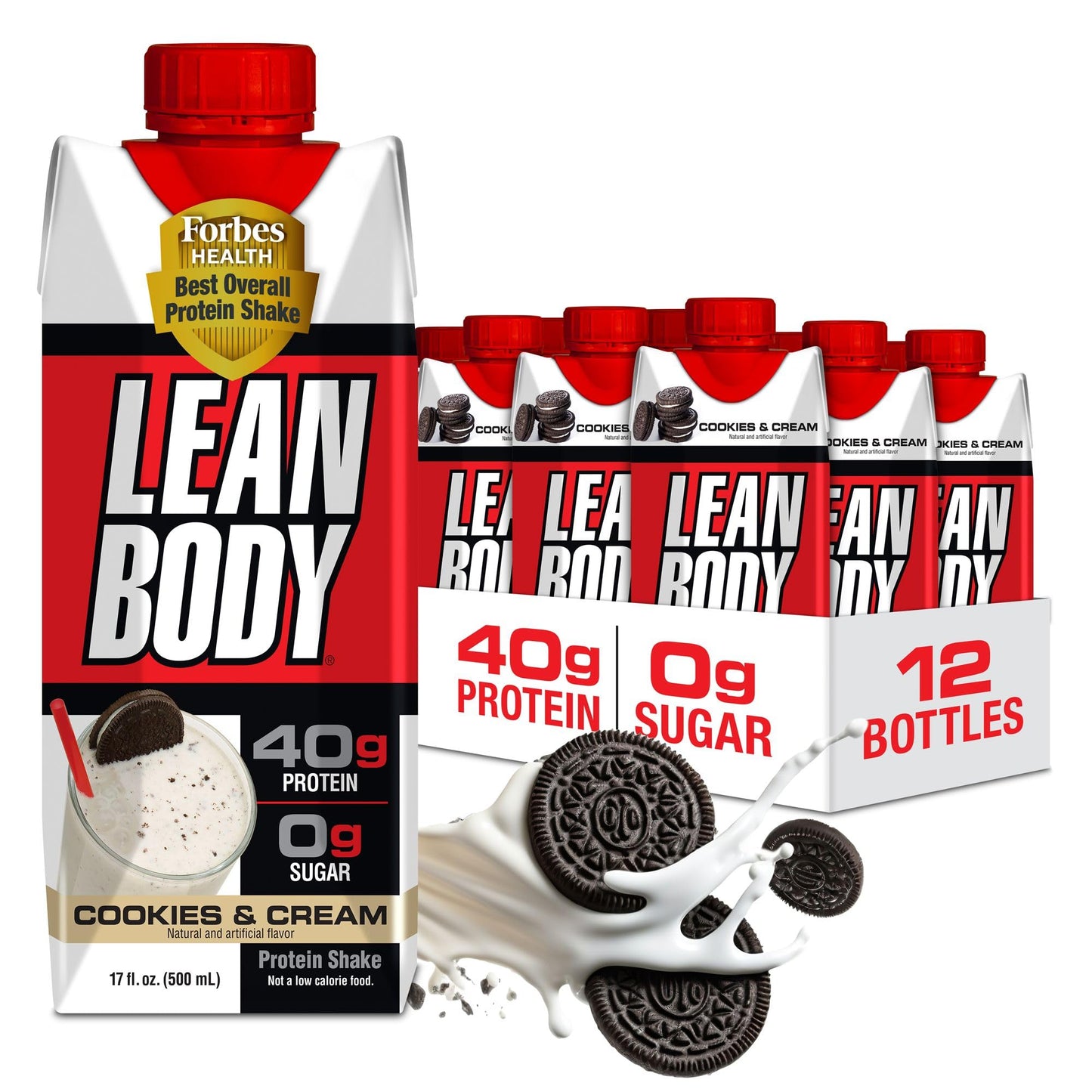 LABRADA Lean Body Ready-to-Drink Orange Creamsicle Protein Shake, 40g Protein, Whey Blend, 0 Sugar, Gluten Free, 22 Vitamins & Minerals, 17 Fl Oz (Pack of 12)