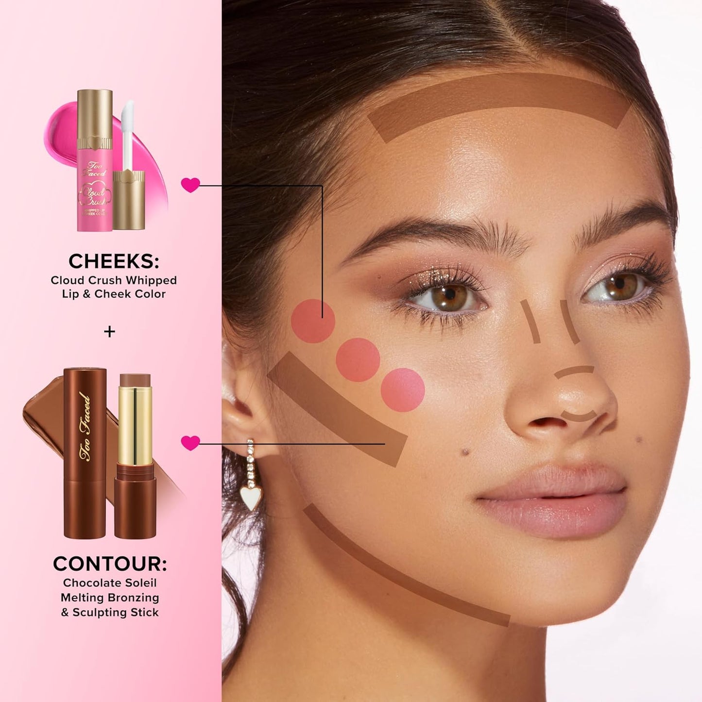 Too Faced Chocolate Soleil Bronzing Stick in Chocolate Souffle & Cloud Crush Whipped Blush, Super Candy Clouds | Bronzing Stick for Natural Finish, 0.28 Ounce & Cloud Crush For Soft-Focus, 0.15 Fl Oz