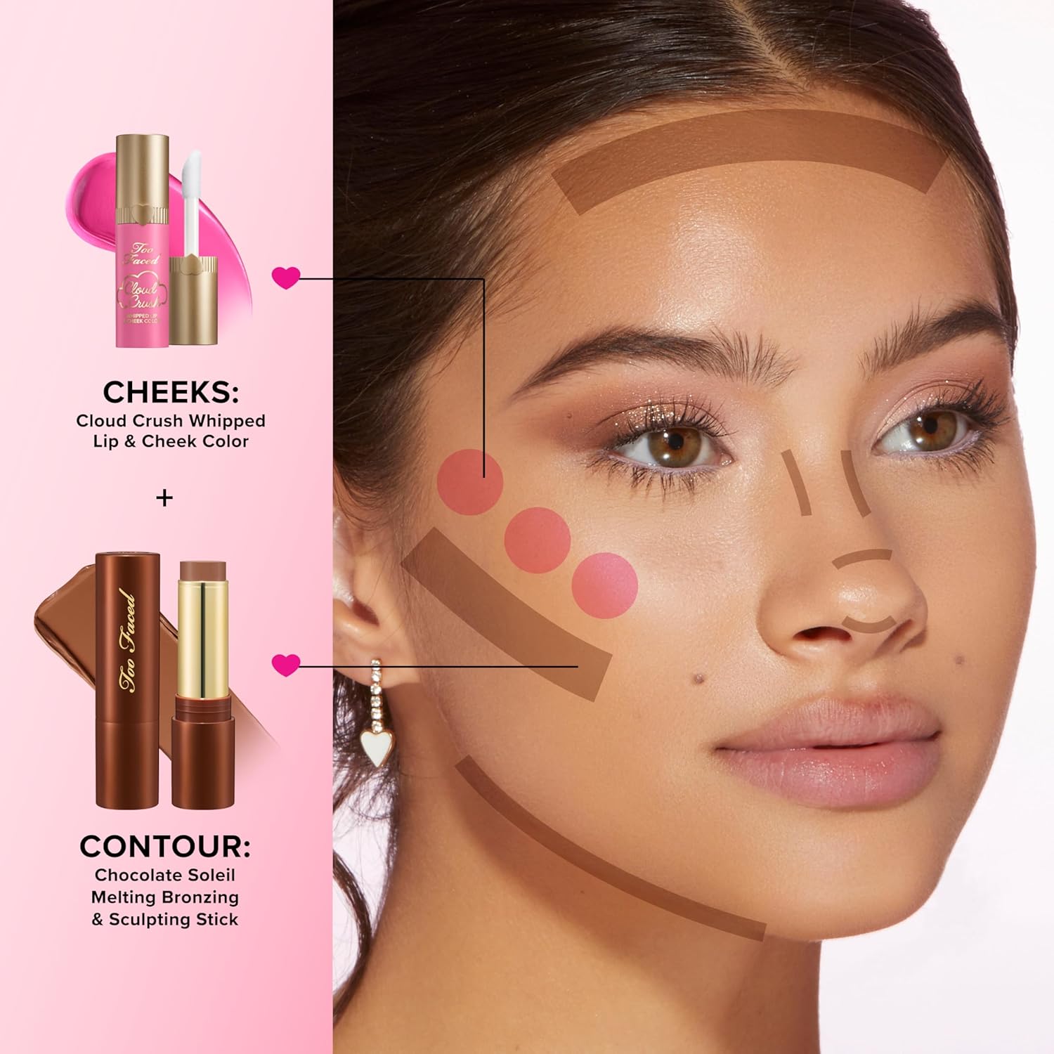 Too Faced Chocolate Soleil Bronzing Stick in Chocolate Souffle & Cloud Crush Whipped Blush, Super Candy Clouds | Bronzing Stick for Natural Finish, 0.28 Ounce & Cloud Crush For Soft-Focus, 0.15 Fl Oz