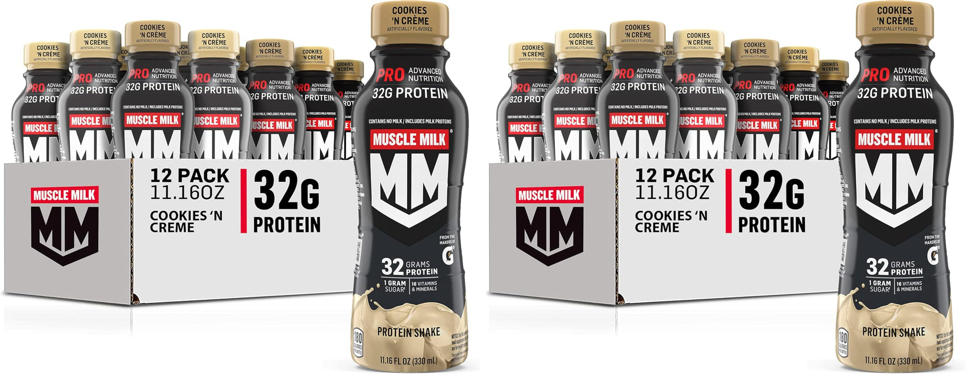Muscle Milk Pro Advanced Nutrition Protein Shake, Slammin' Strawberry, 11.16 Fl Oz (Pack of 12), 32g Protein, 1g Sugar, 16 Vitamins & Minerals, 5g Fiber, Bottled Liquid, Gluten Free